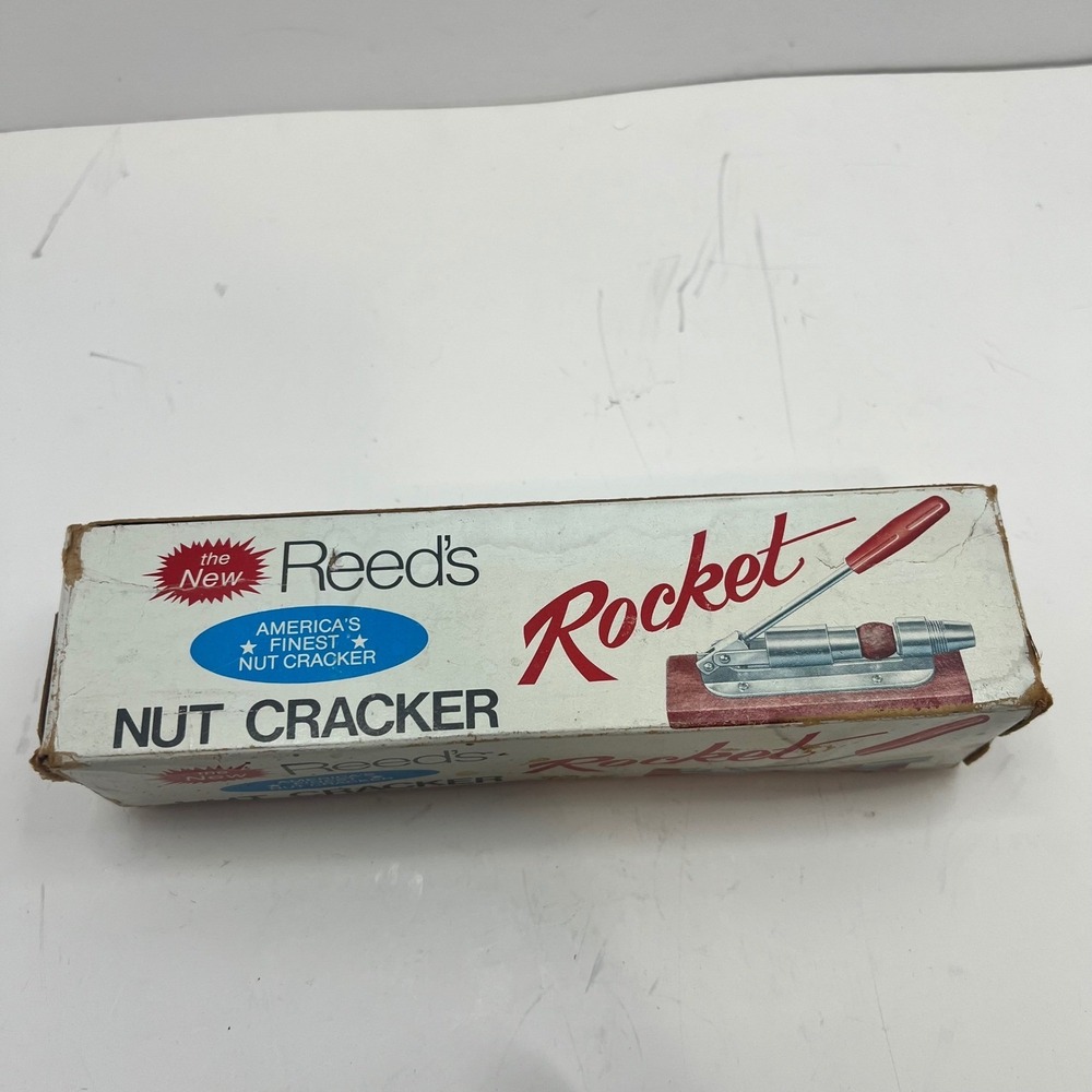 Reed's Rocket Nut Cracker Brown Vintage Lever Action Wood Base Box